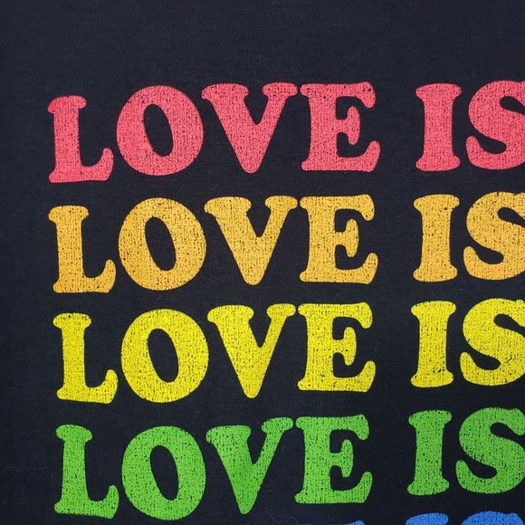 Fifth Sun NWT rainbow Love is love graphic short sleeve shirt - Picture 5 of 6